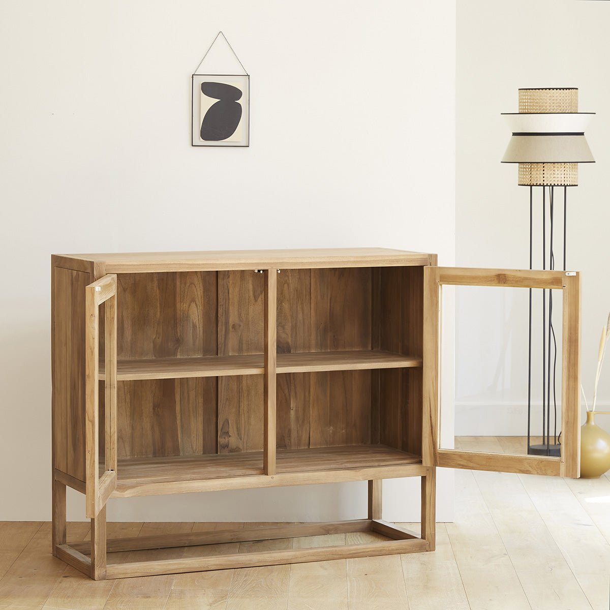 Buffet en teck massif 120 cm 2 portes BOSTON naturel, BERAH GETAH