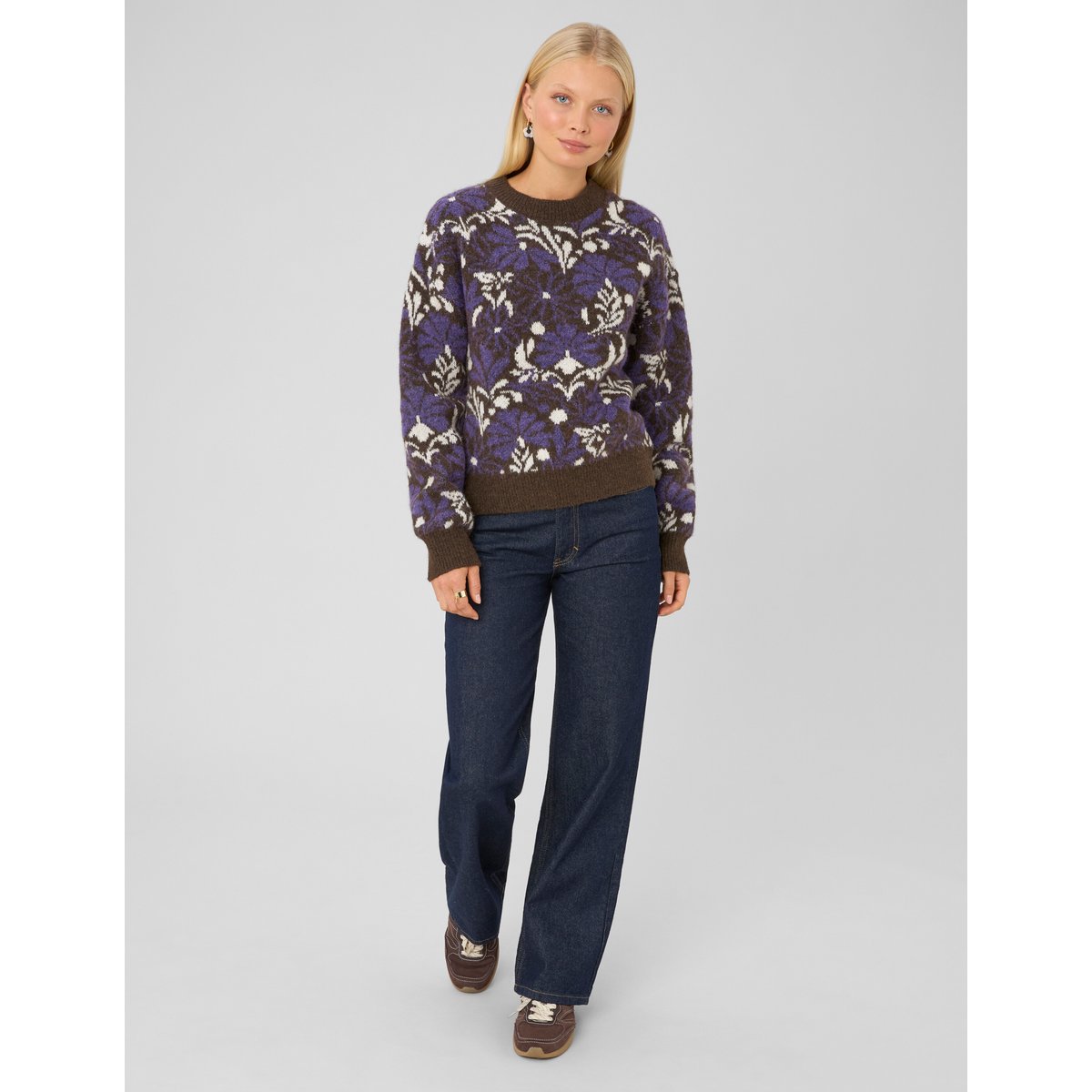 Pull jacquard floral violet, BZB