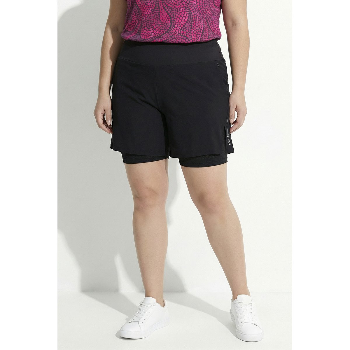 Short technique 2-en-1, taille haute noir, ULLA POPKEN