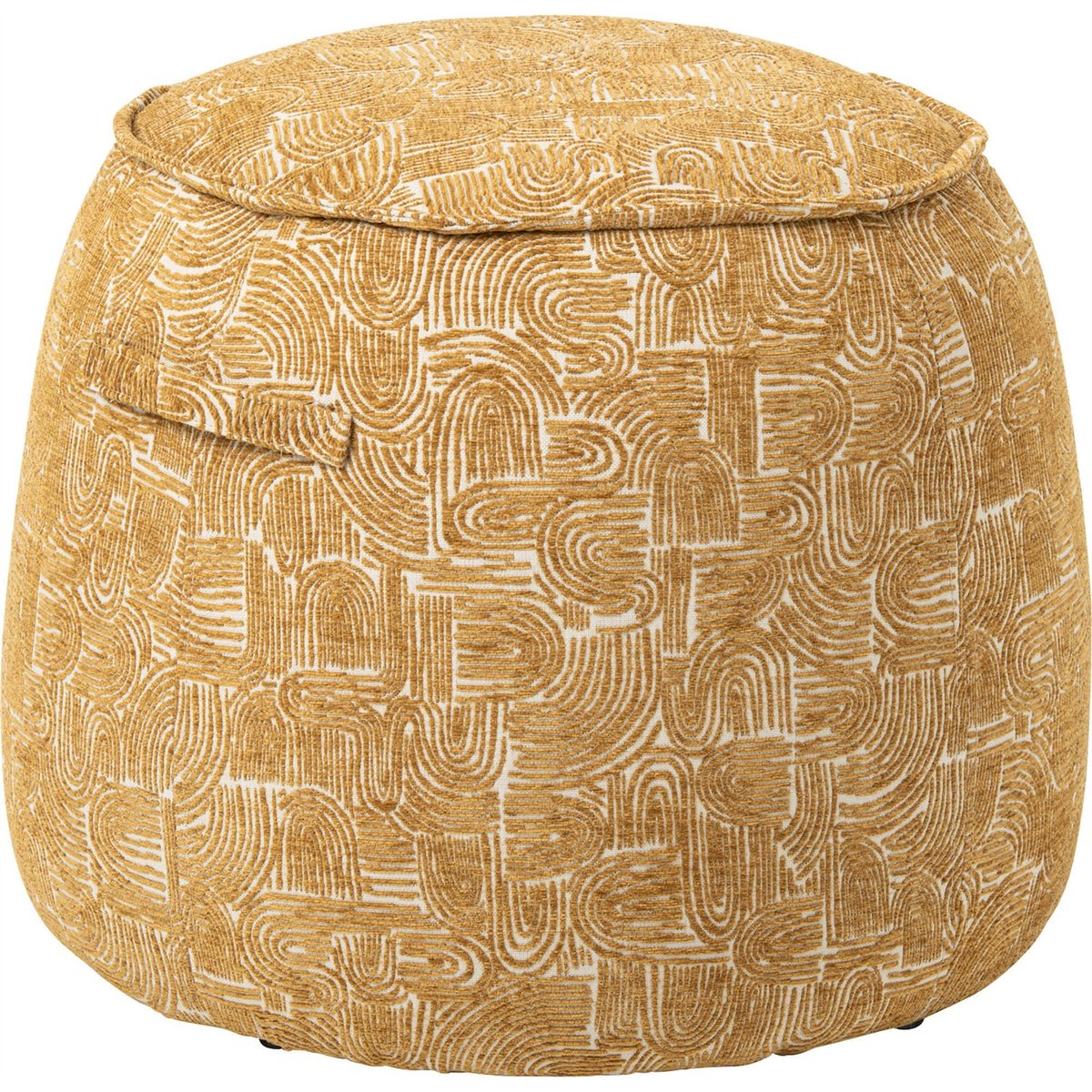 Pouf rond en tissu graphique ocre, RECOLLECTION