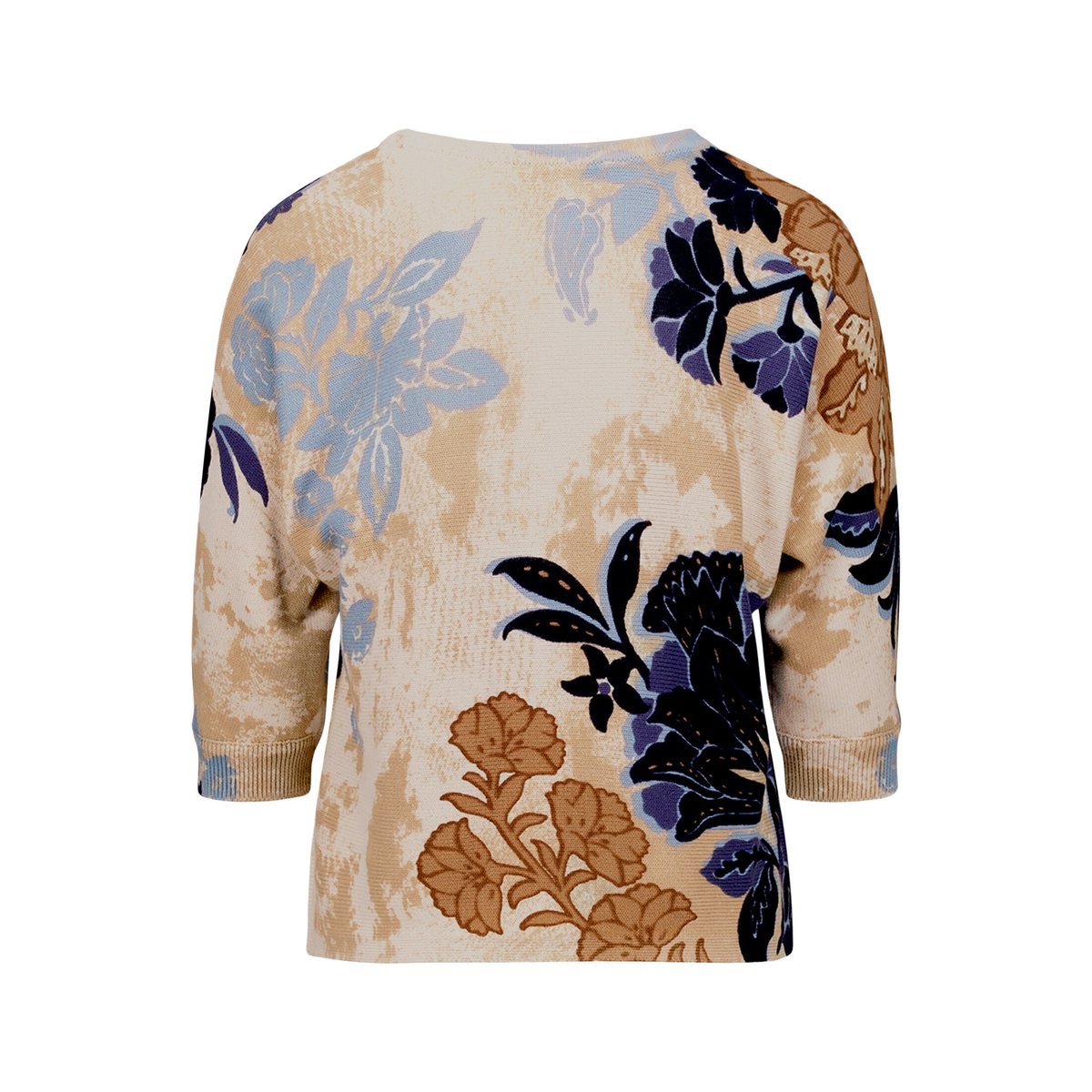 Pull-over en maille à manches chauve-souris beige/bleu, BETTY BARCLAY