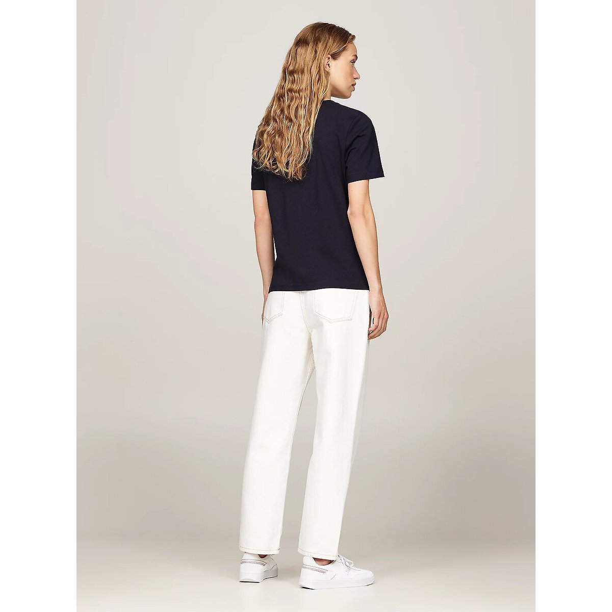 T-shirt à logo, col rond, manches courtes marine, TOMMY HILFIGER