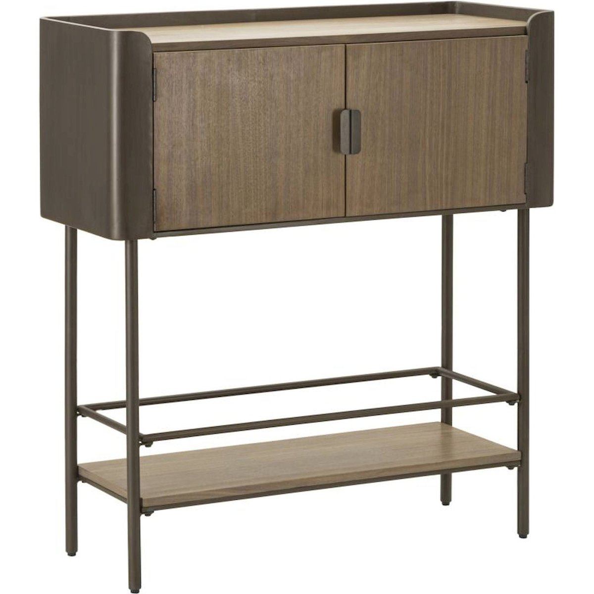 Buffet haut bois de sapin et fer 3 portes MODERN gris et marron, RECOLLECTION
