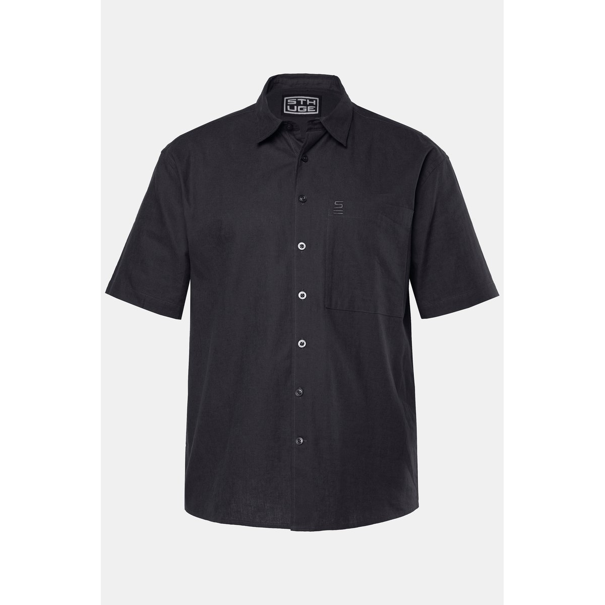 Chemise en lin mélangé noir, STHUGE