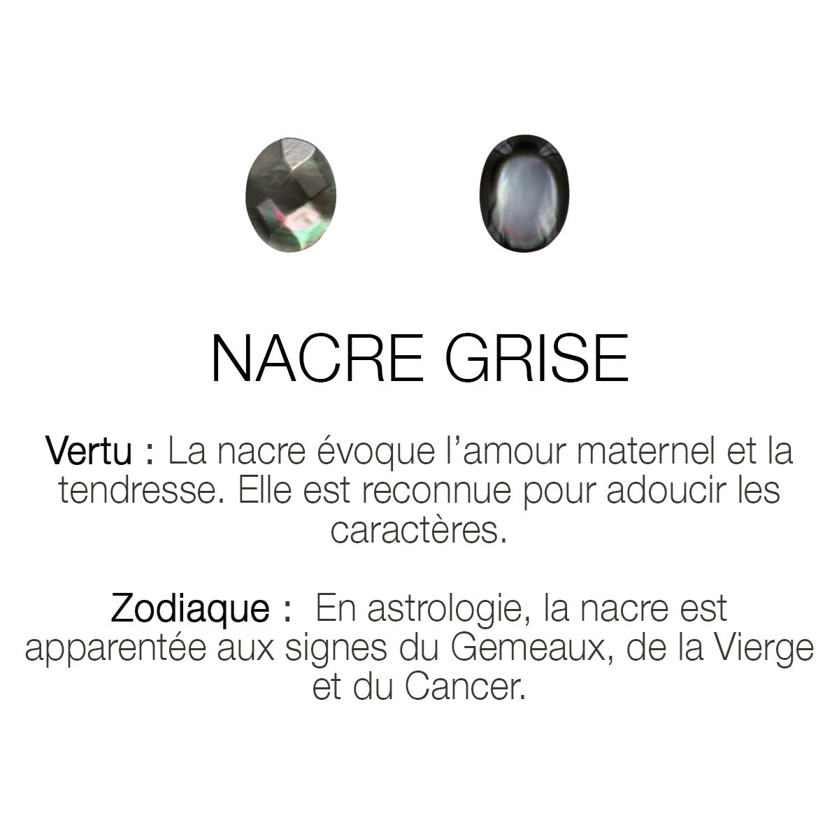 Collier cab ovale nacre grise gris, CAROLINE NAJMAN
