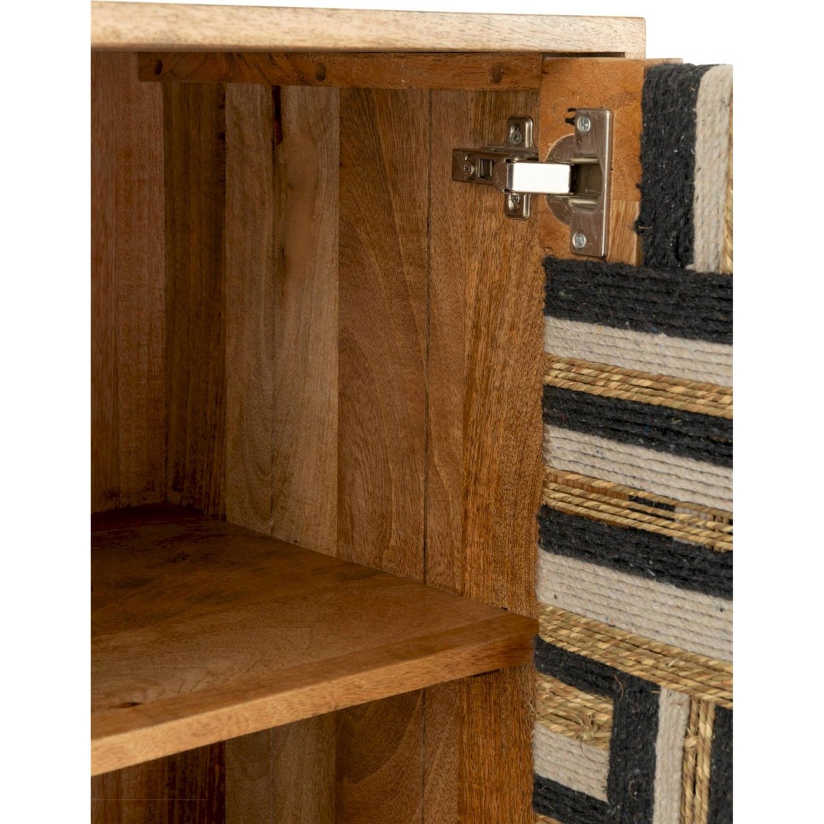 Buffet en bois motif fils tissés naturel et noir, RECOLLECTION