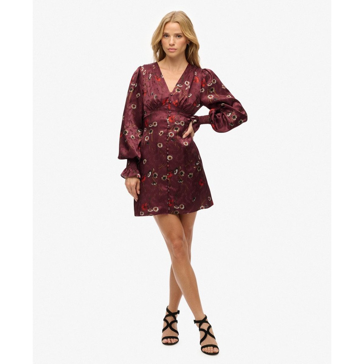 Mini-robe à manches longues jacquard prairie de minuit, SUPERDRY