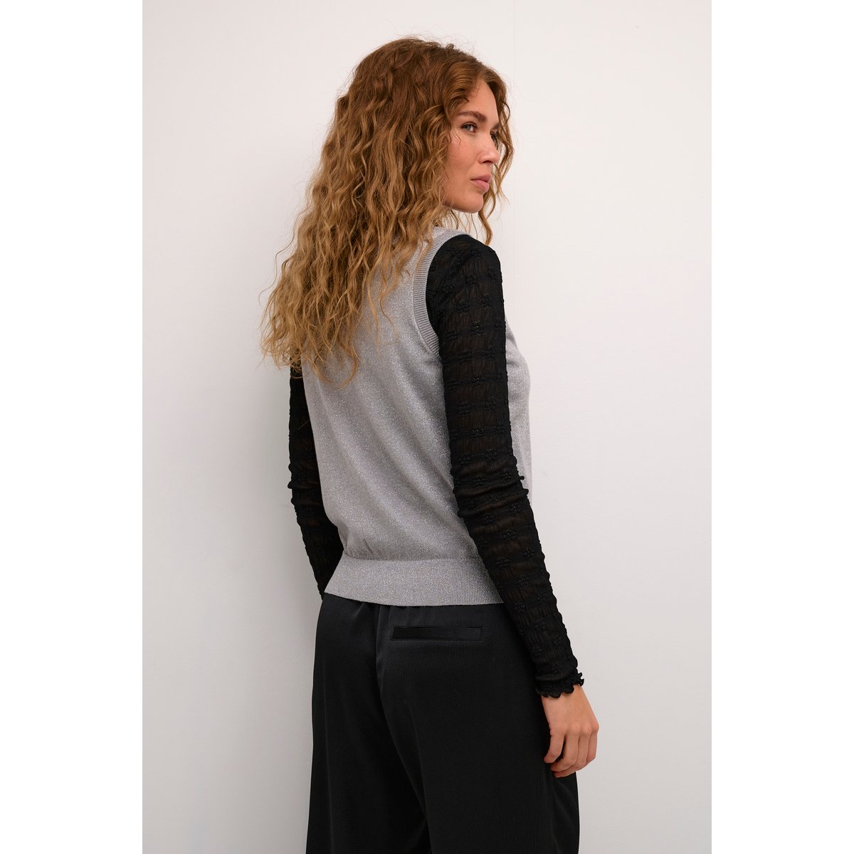 Knitted pullover gris argent grey silver metallic, KAFFE