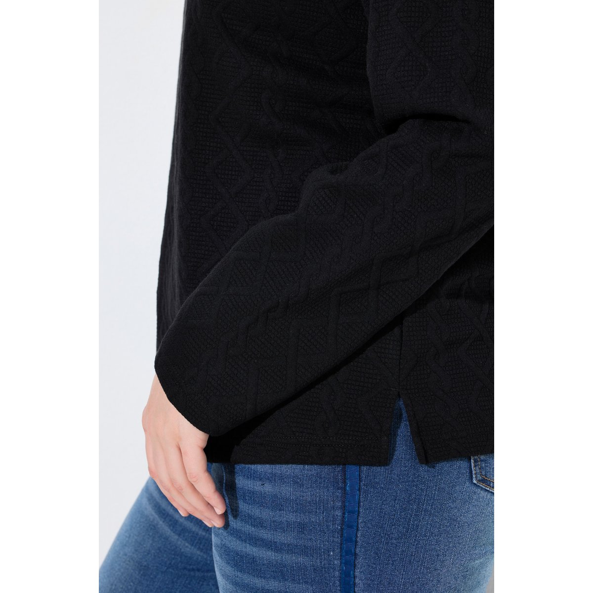 Sweat-shirt col montant et manches longues noir, ULLA POPKEN