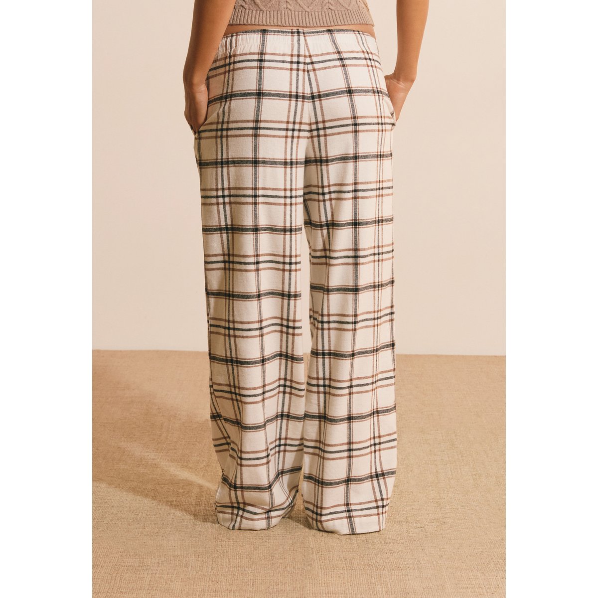 Pantalon de pyjama à carreaux en coton BELINAY ecru, ETAM