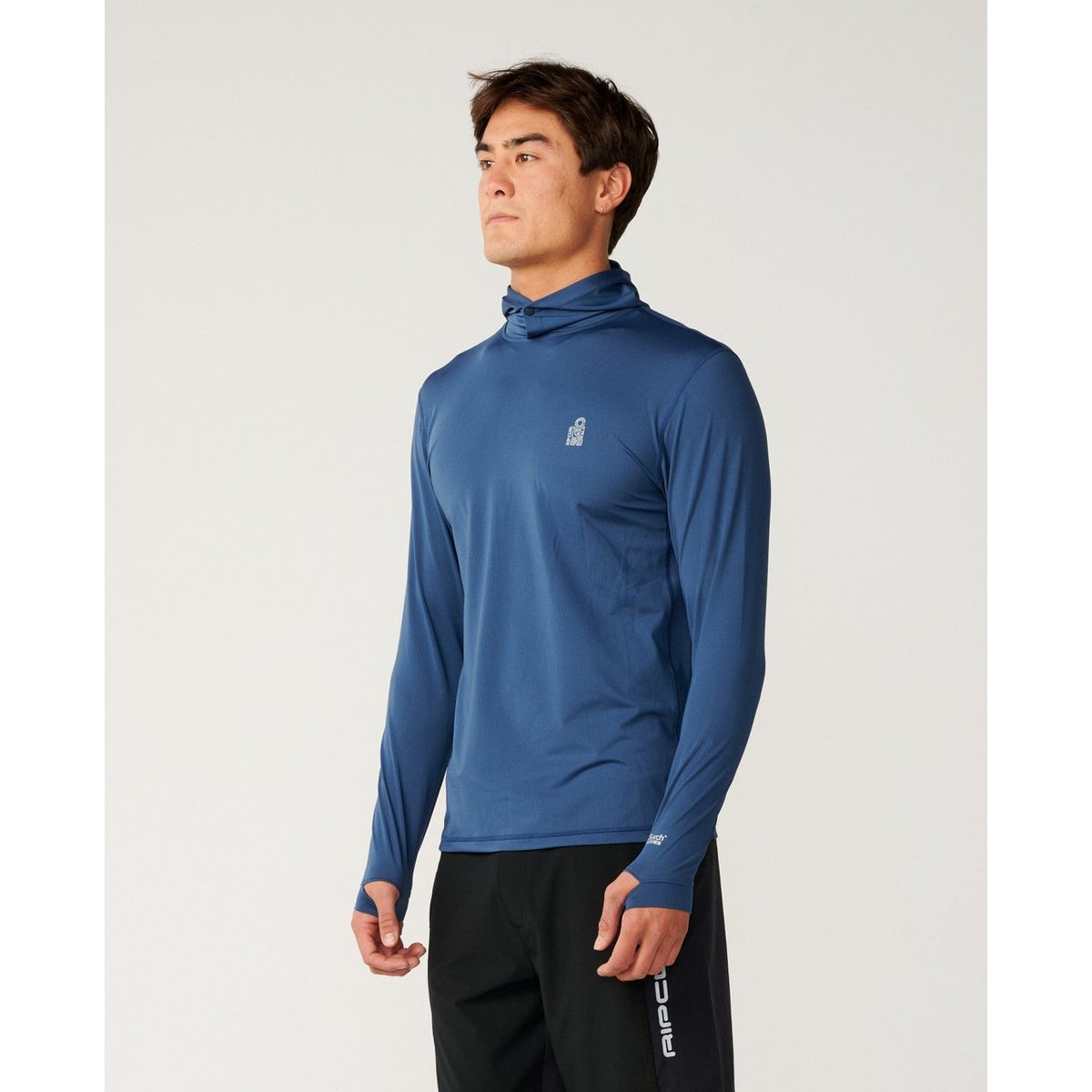 T-shirt anti-UV à capuche SEARCH Series UPF HOOD Rash Vest bleu marine clair, RIP CURL