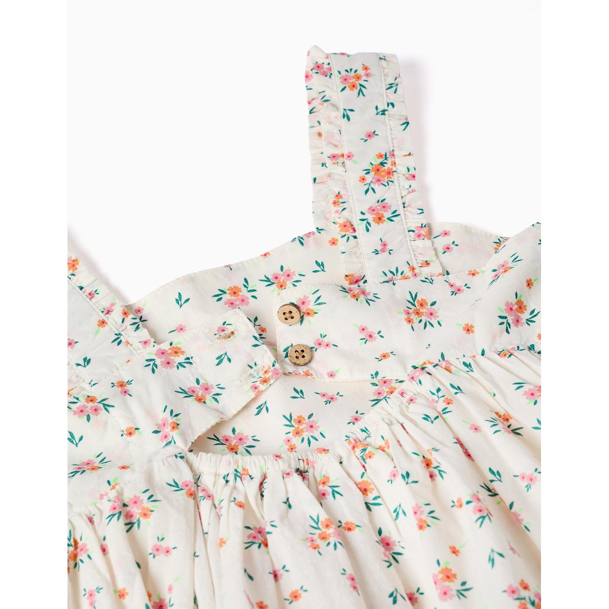 Robe sans manches en coton avec motif floral beige clair, ZIPPY