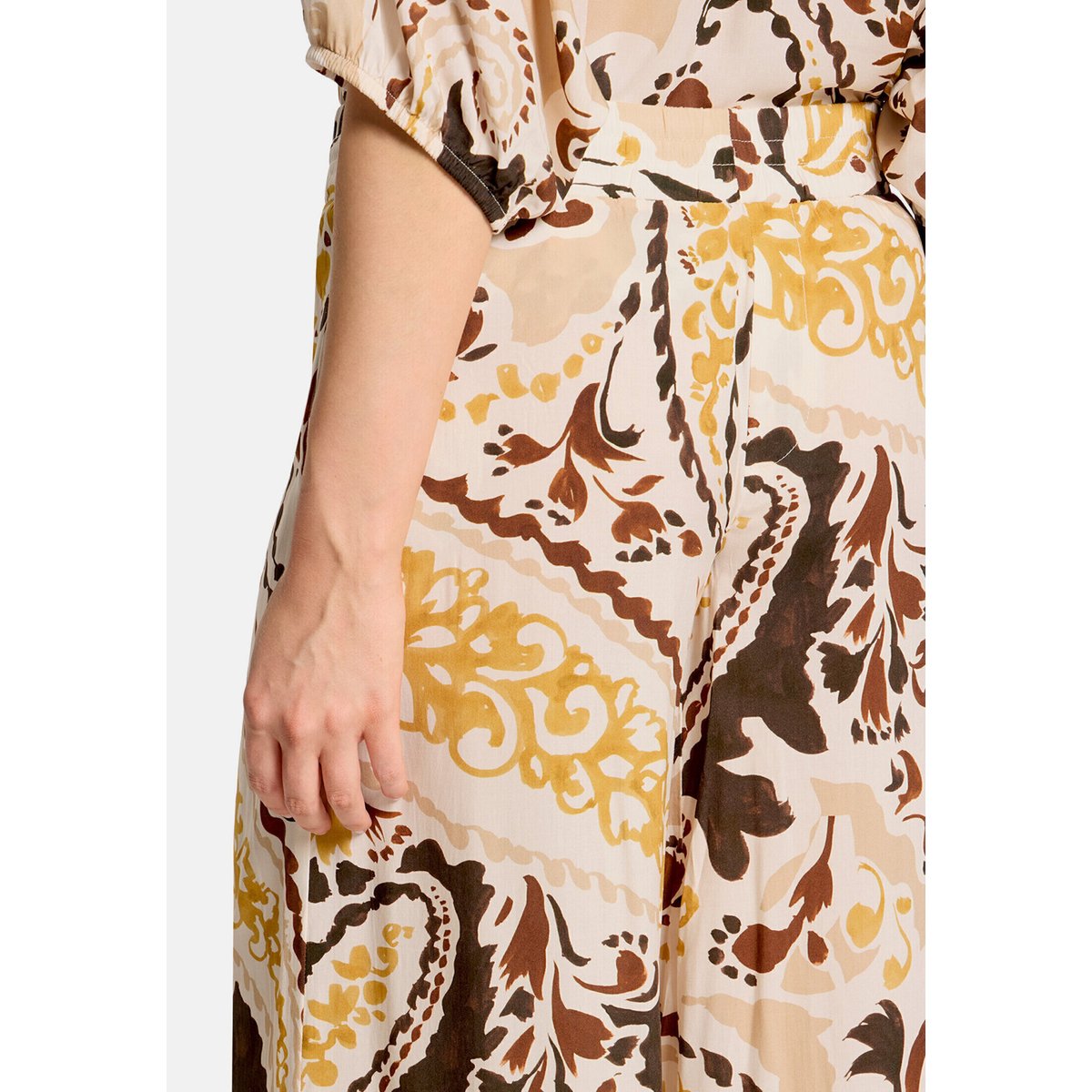 Pantalon palazzo à élastique yellow/brown, CARTOON