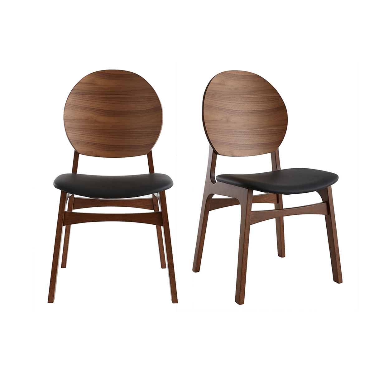 Chaises en bois foncé (lot de 2) ELTON noyer / noir, MILIBOO