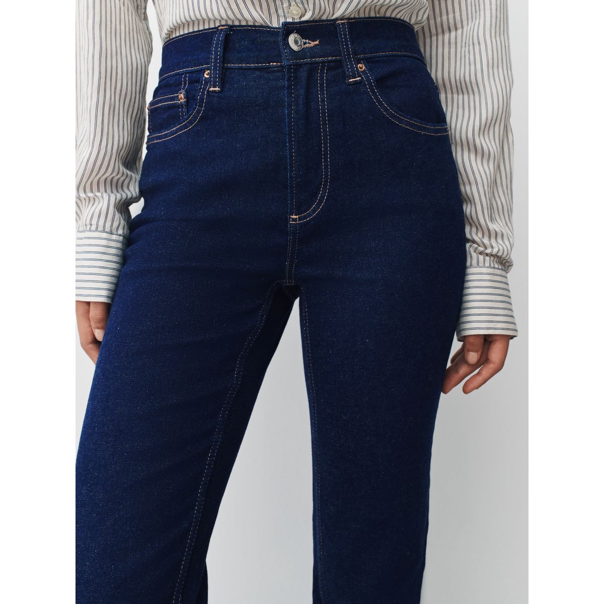 Jean slim stretch à taille mi-haute délavage bleu, NEXT