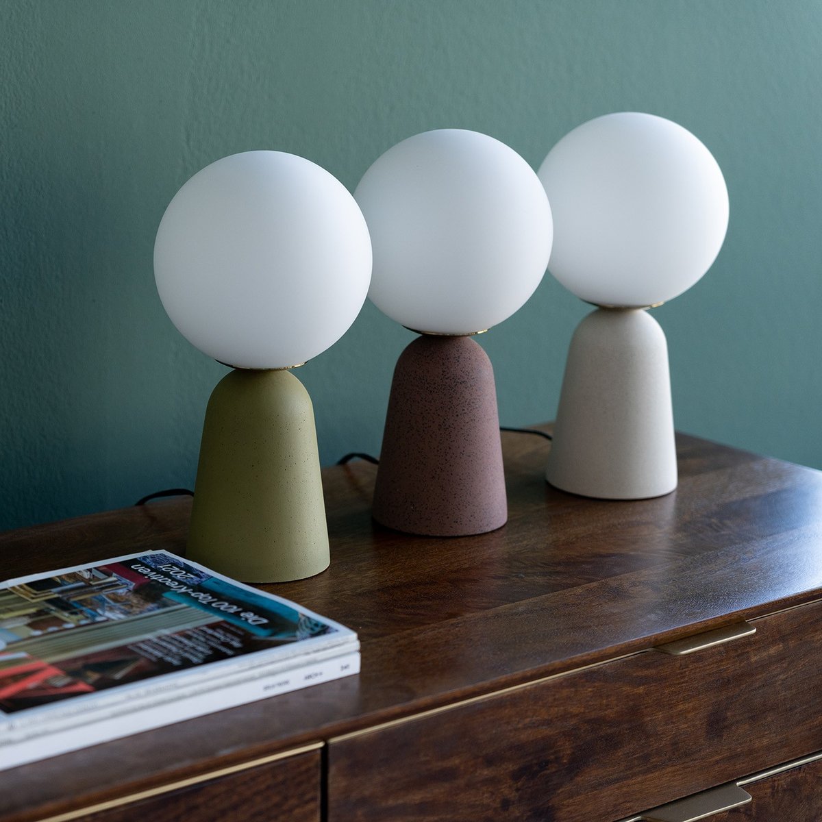 Lampe en verre et ciment, BOLLIE rouge, KARE DESIGN