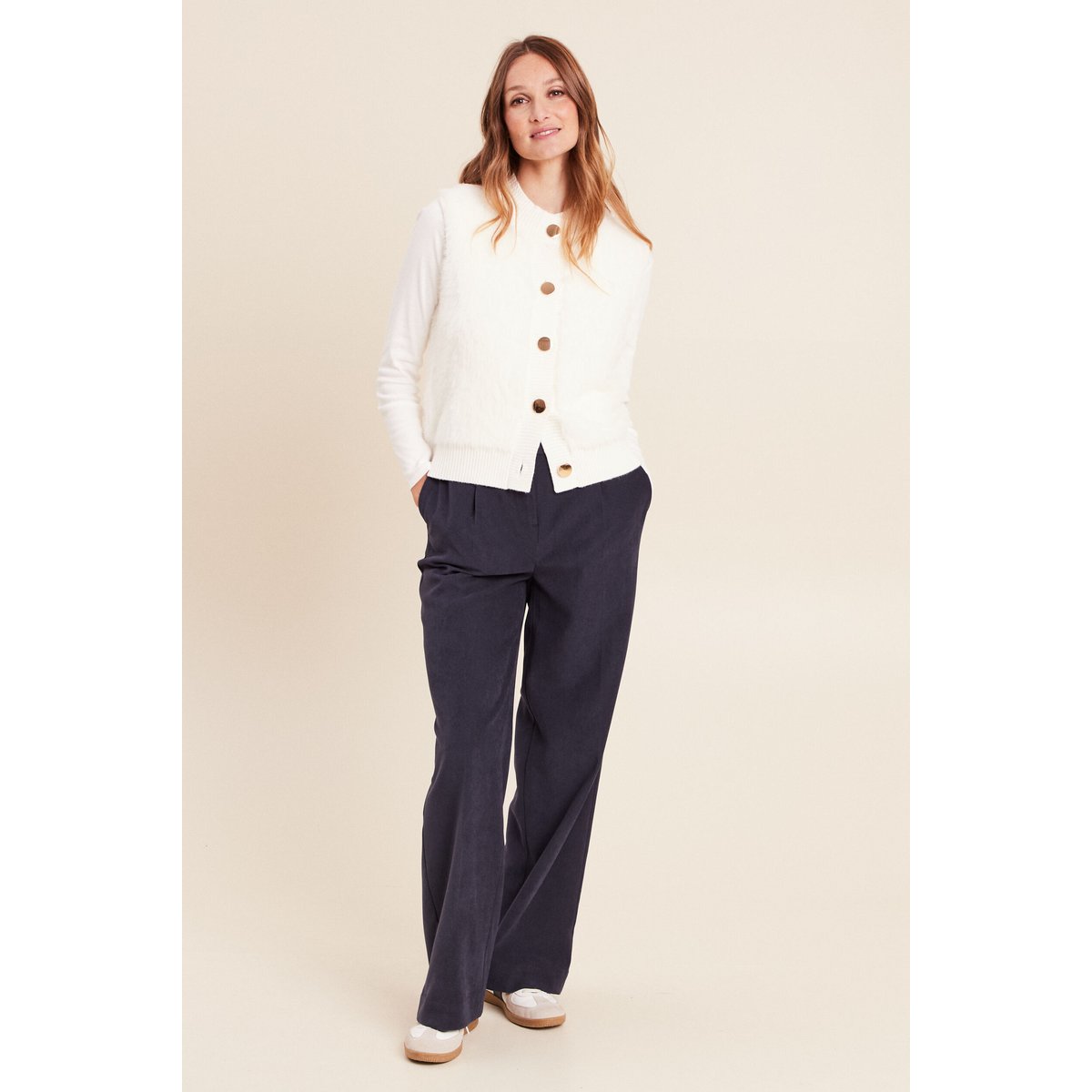 Gilet sans manches duveteux ecru, BREAL
