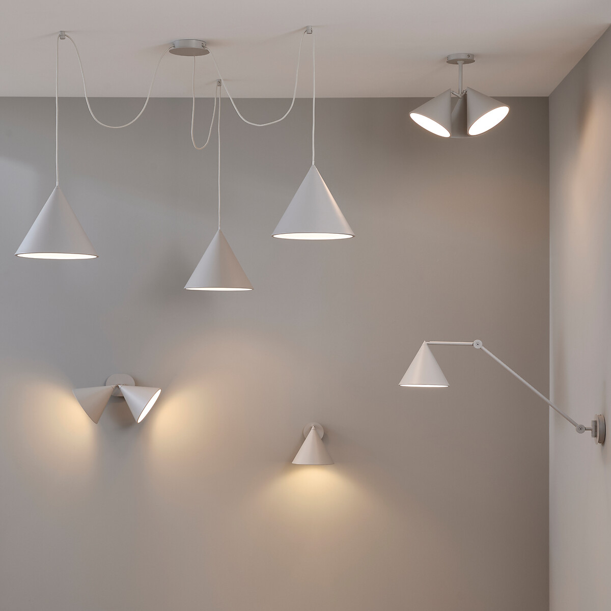 Suspension modulable 3 cônes, MOKE gris, AM.PM