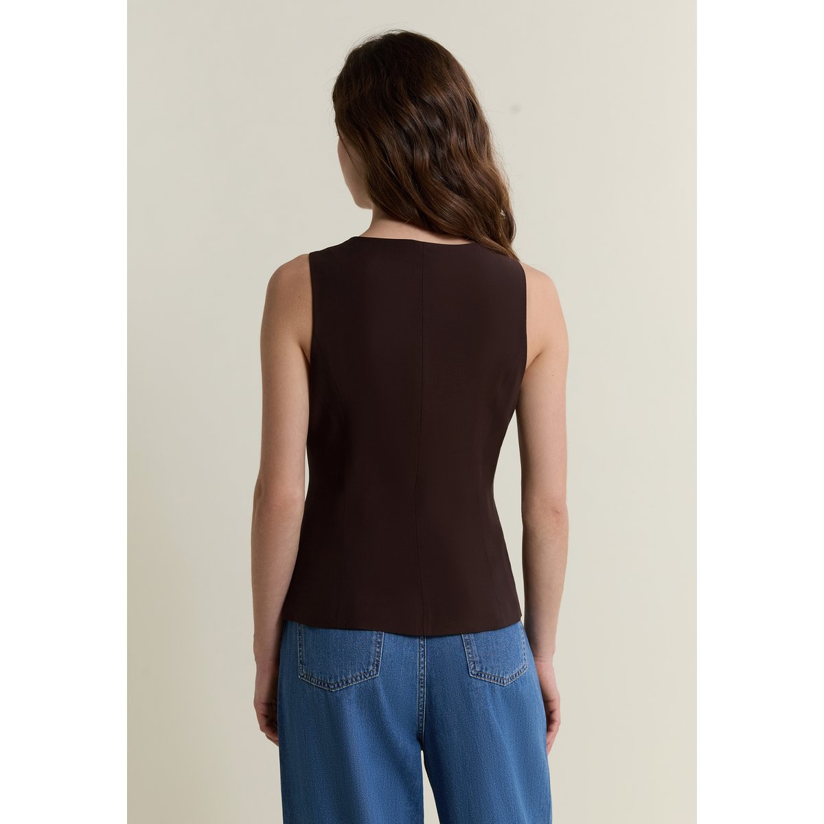 Top sans manches avec boutons HEALING marron, ETAM