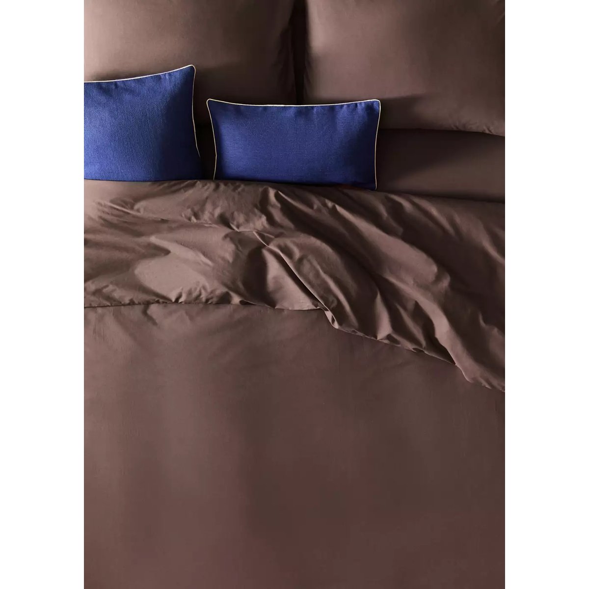 Housse de couette percale de coton 200 fils lit 150/160 cm marron, MANGO HOME