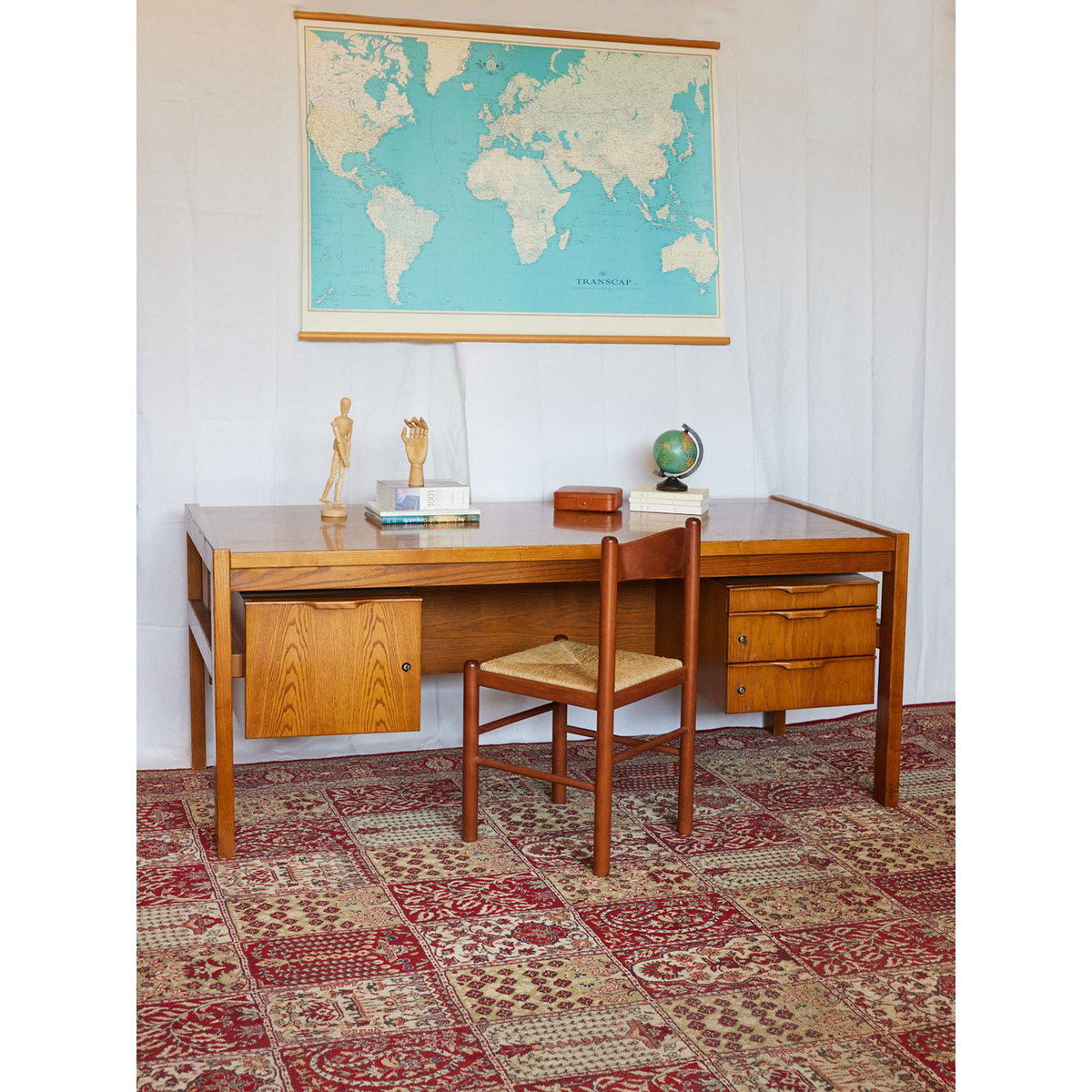Bureau en chêne scandinave Yvan N°542 - Bon état bois clair, DEBONGOUT