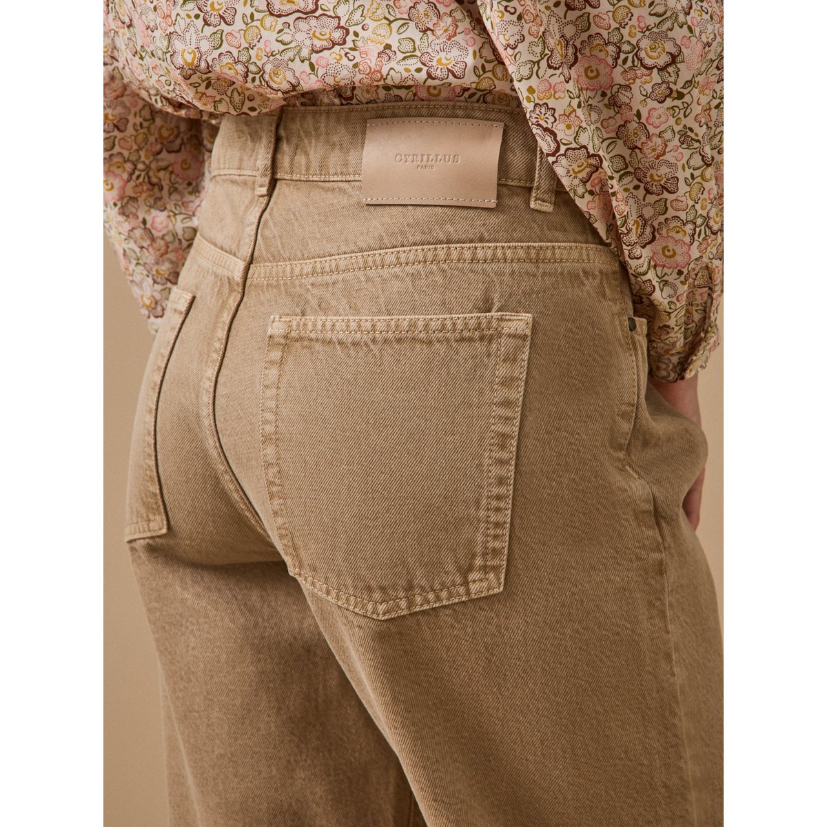 Jean mom Claire coton biologique beige fonce, CYRILLUS