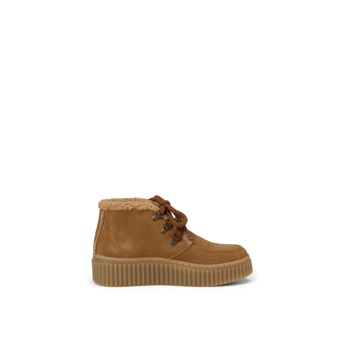 Chaussures à lacets montant jusqu'à la cheville, modèle Bianca en cuir velours souple cognac, MARC O'POLO
