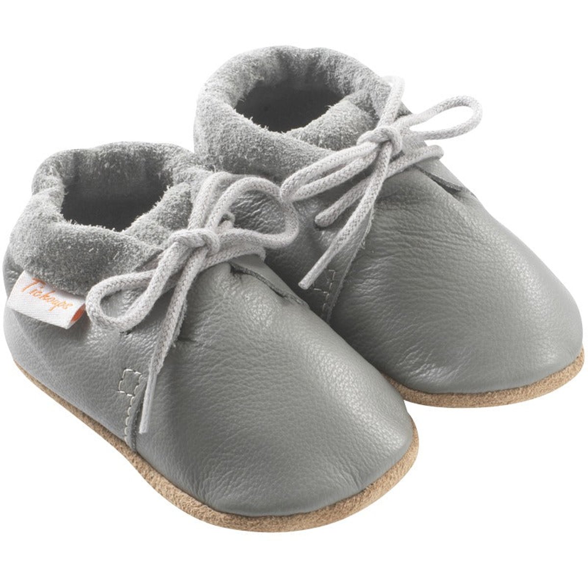 Chaussures bébé cuir souple Tilou gris, TICHOUPS