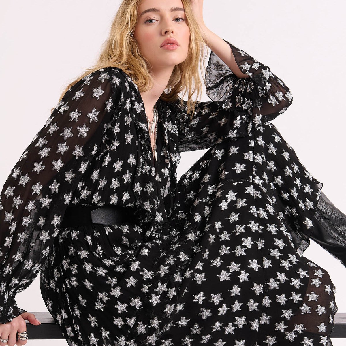 Robe longue à motifs etoiles CELESTA noir, WILD