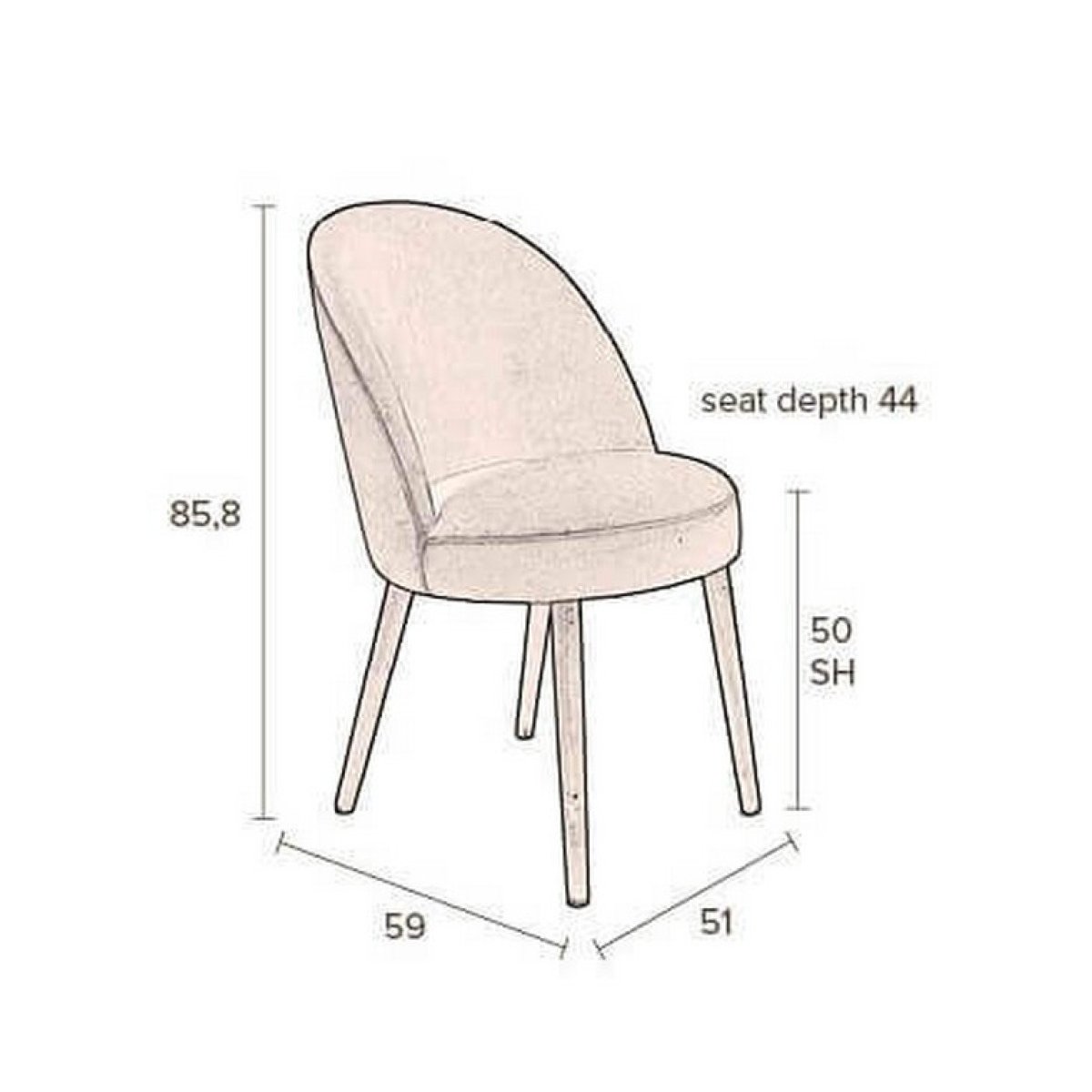 Chaise de salle à manger en velours - BARBARA rouge, DUTCHBONE