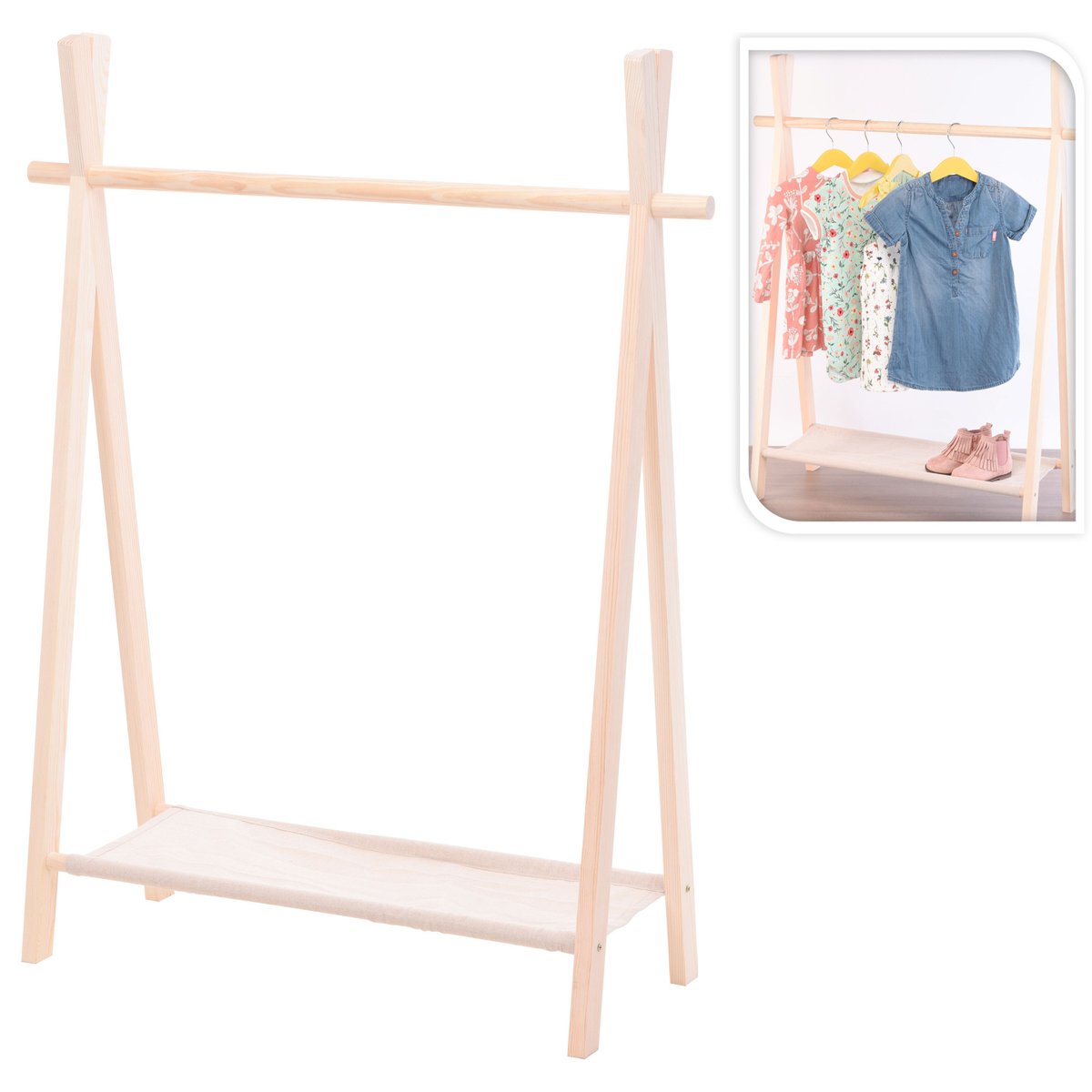 Portant Vêtements en Bois Chambre Enfant bois, WADIGA