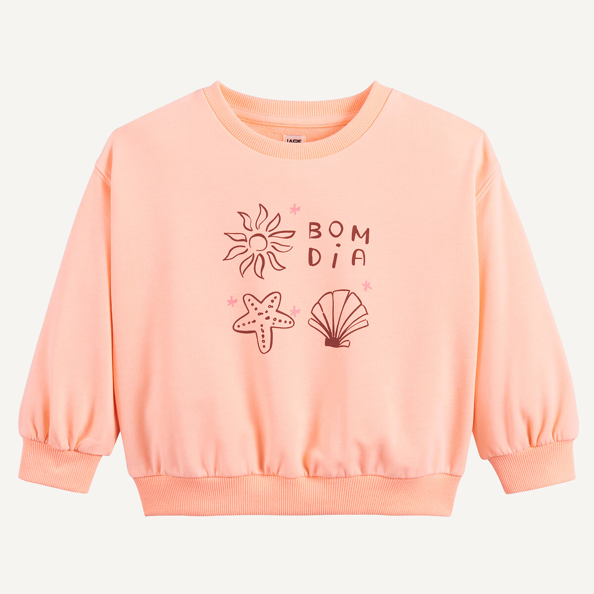 Sweat col rond en molleton, motif coquillages rose, LA REDOUTE COLLECTIONS