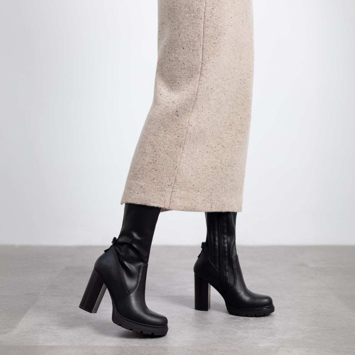 Botte Talon Décontractée Fermeture éclair noir, REFRESH