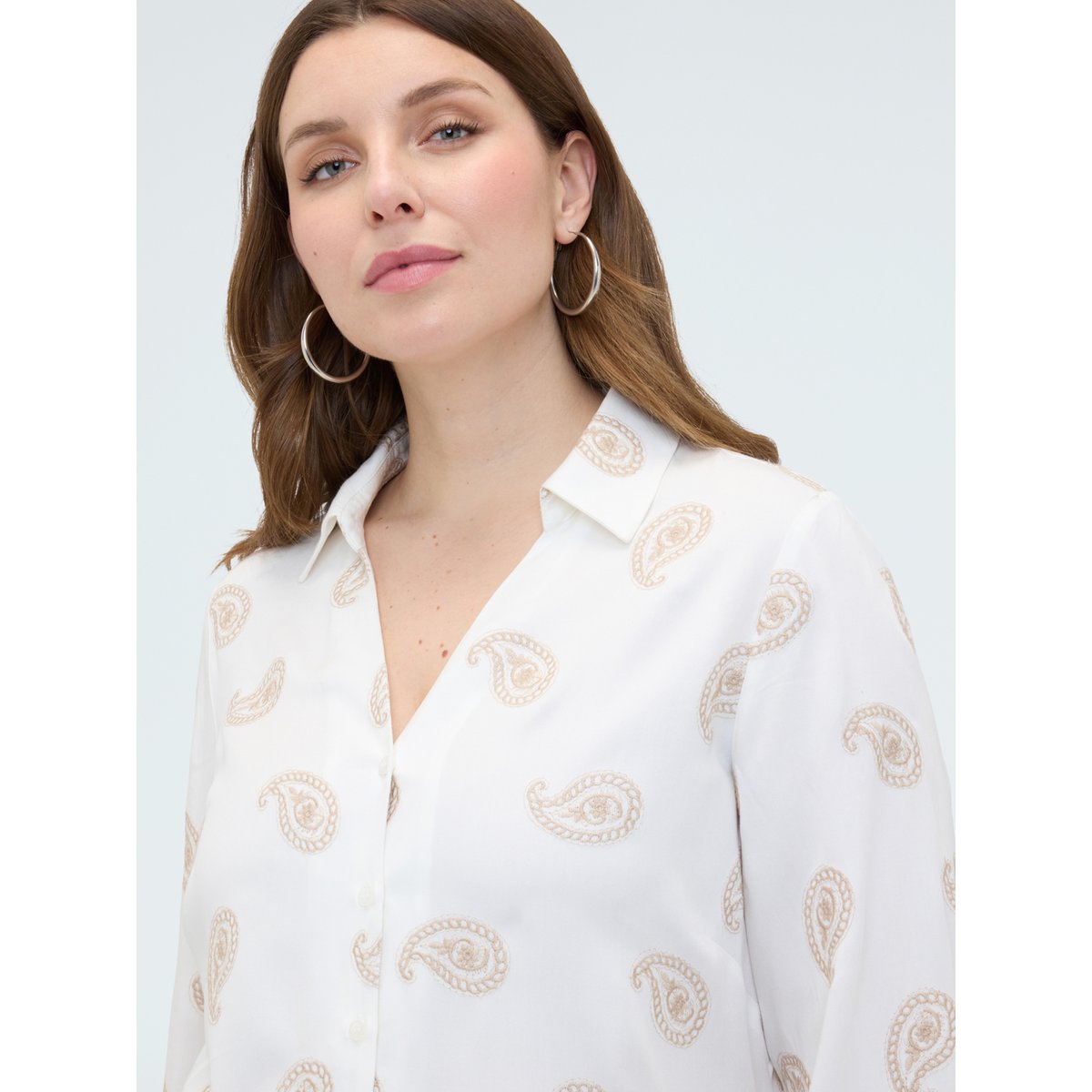 Chemise avec broderie paisley blanc, FIORELLA RUBINO