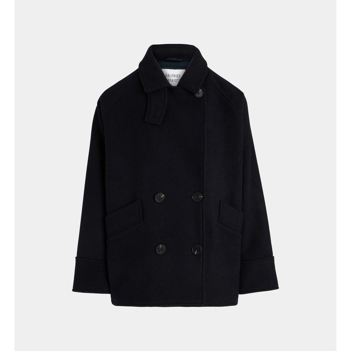 Manteau caban court turner laine recyclée bleu marine, GALERIES LAFAYETTE