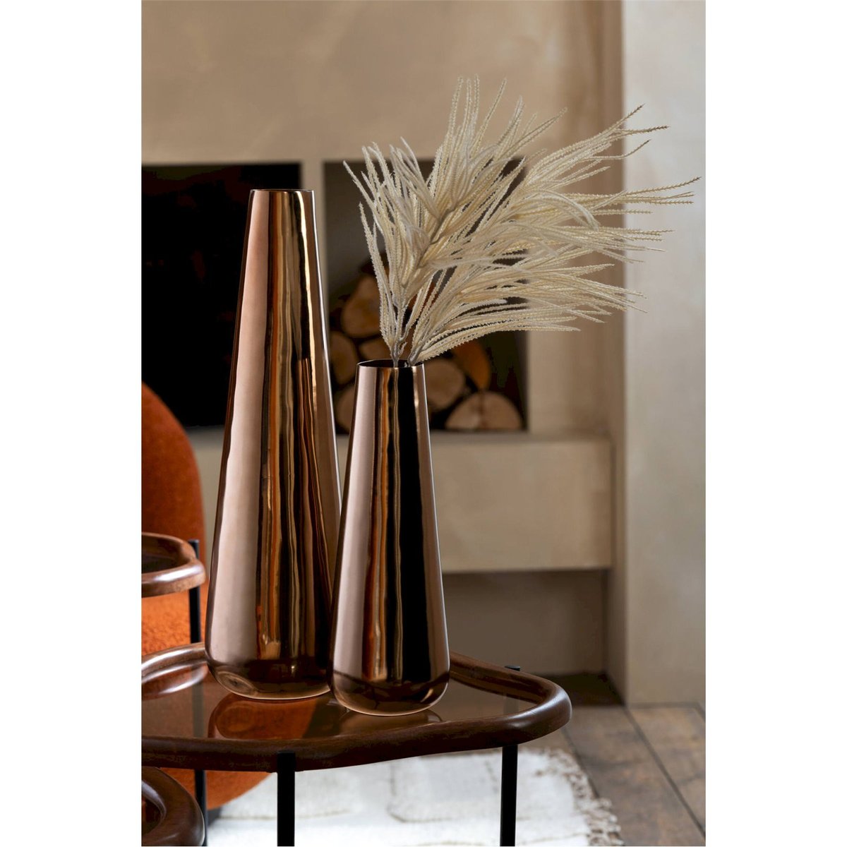Vase large en aluminium rose doré, RECOLLECTION