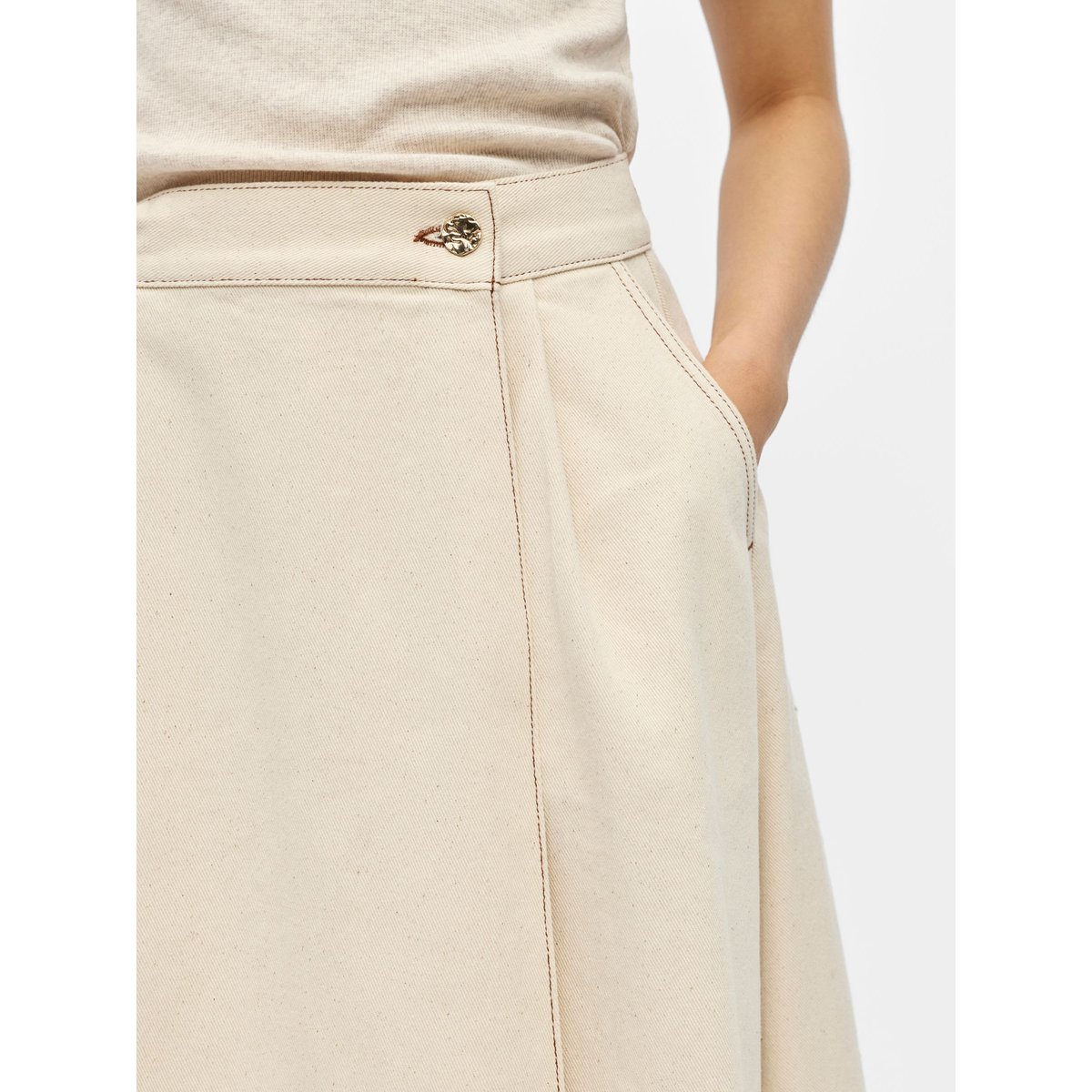 Jupe Longue blanc - beige denim1, OBJECT