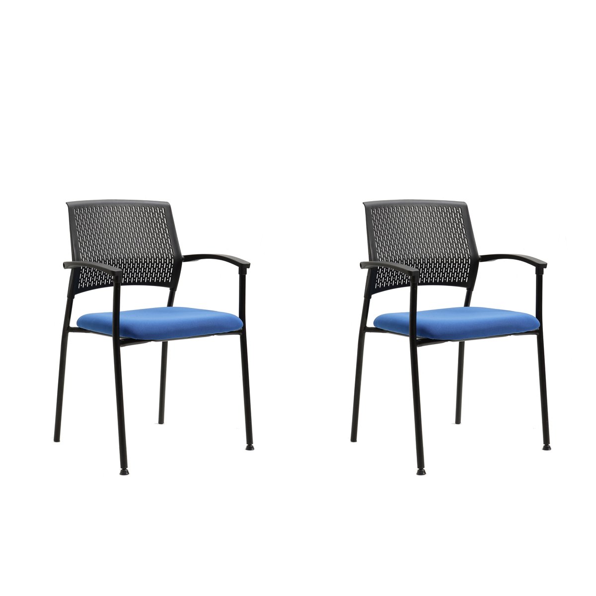 Fauteuil de bureau en tissu, SMITH(lot de 2) noir-bleu, HISPANOHOGAR