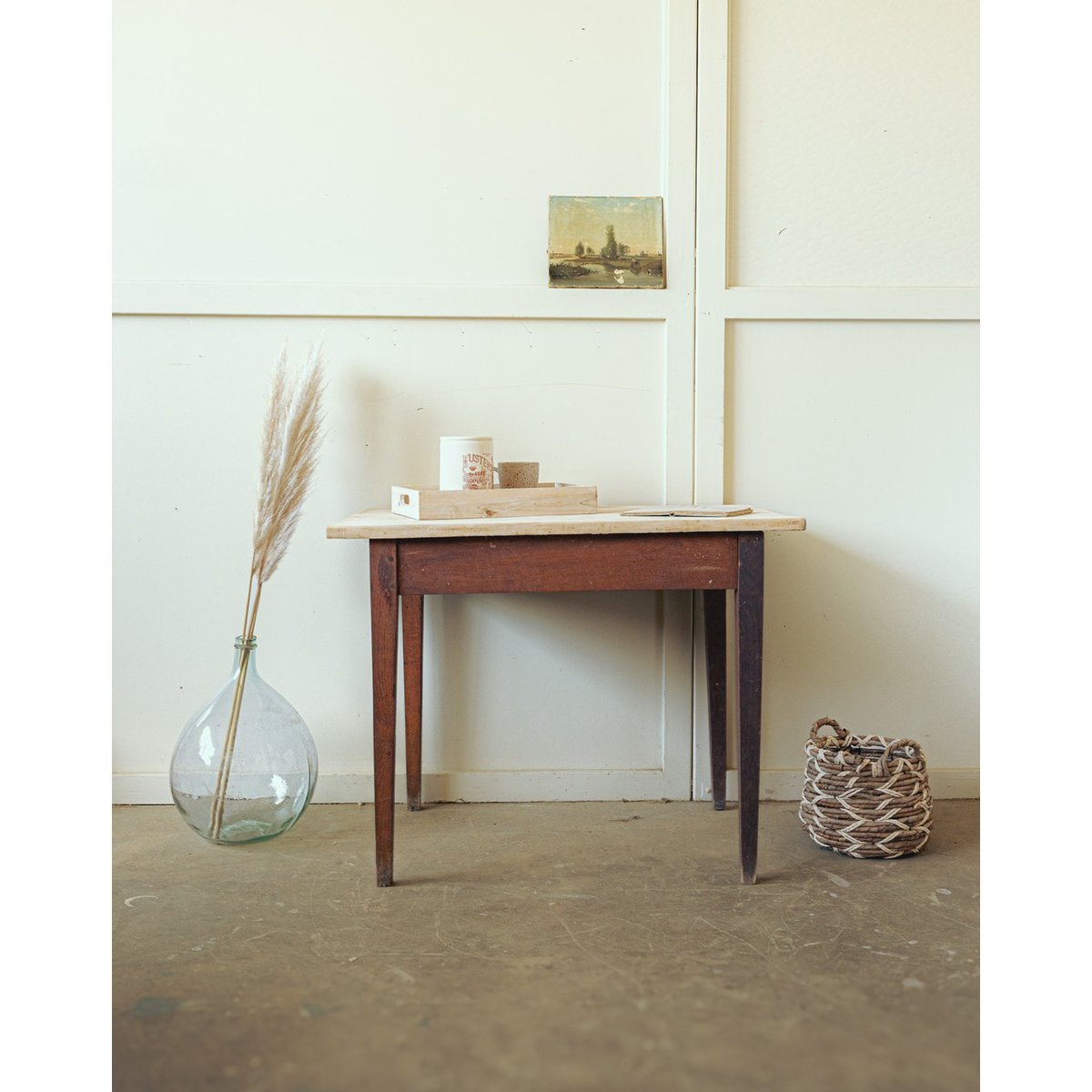 Table d'auberge rénovée Romy N°1428 - Bon état bois clair, DEBONGOUT