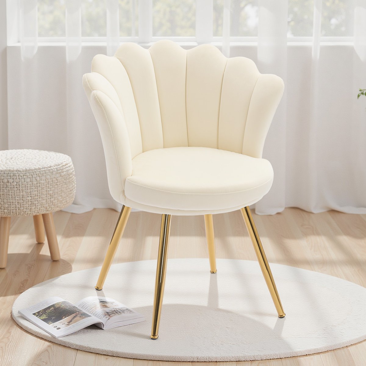 Accent Chair Velours 100 % polyester Beige beige, HOMCOM