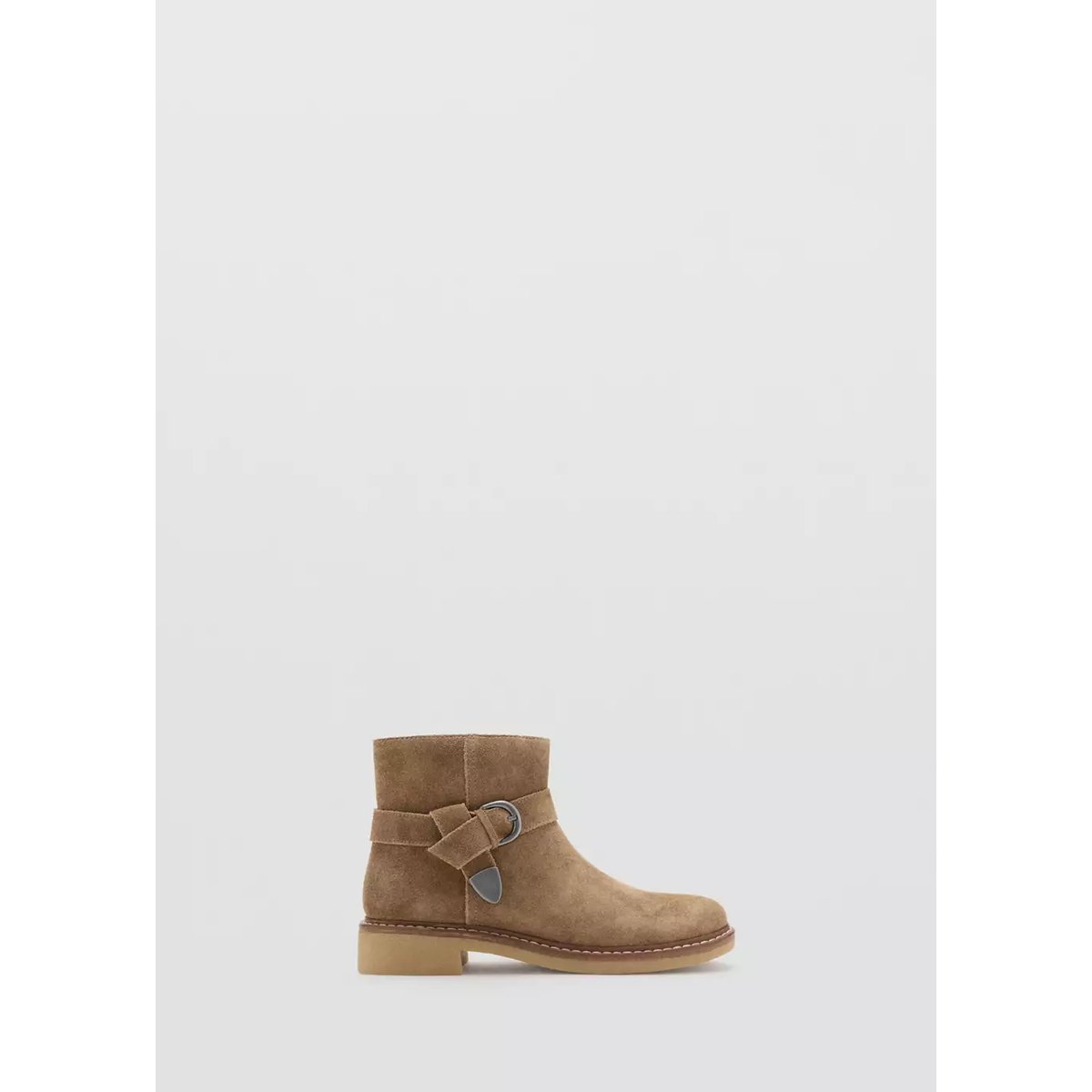 Bottines cuir détail boucle marron moyen, MANGO KIDS