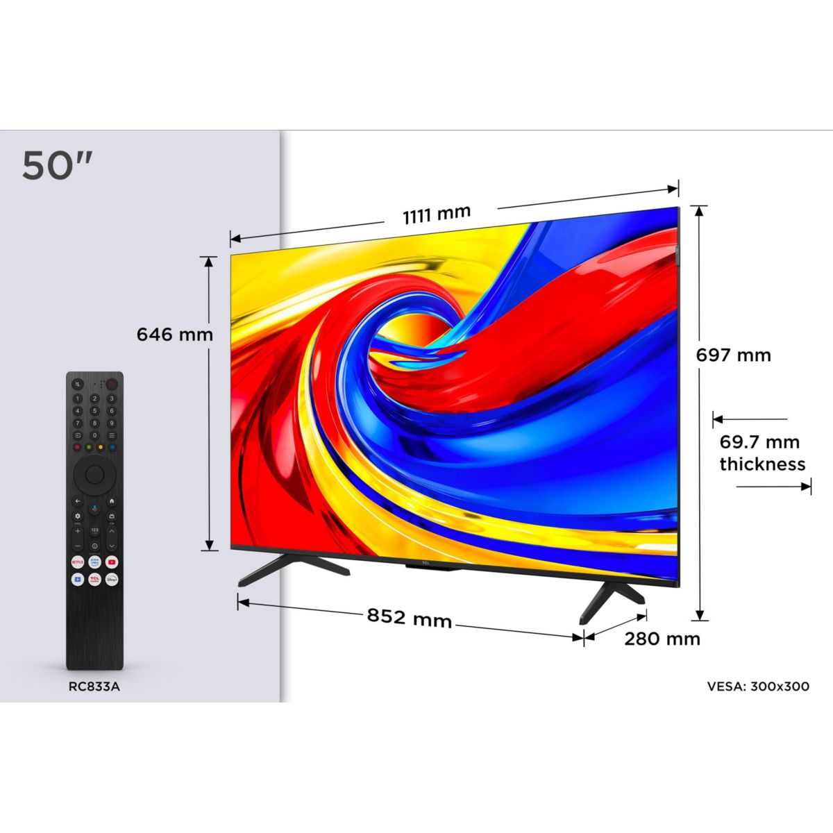 TV QLED 50P79L (2026) 50" (127 cm) noir, TCL