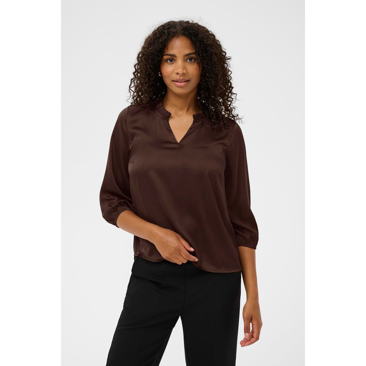 Blouse à manches longues marron chocolate brown, KAFFE
