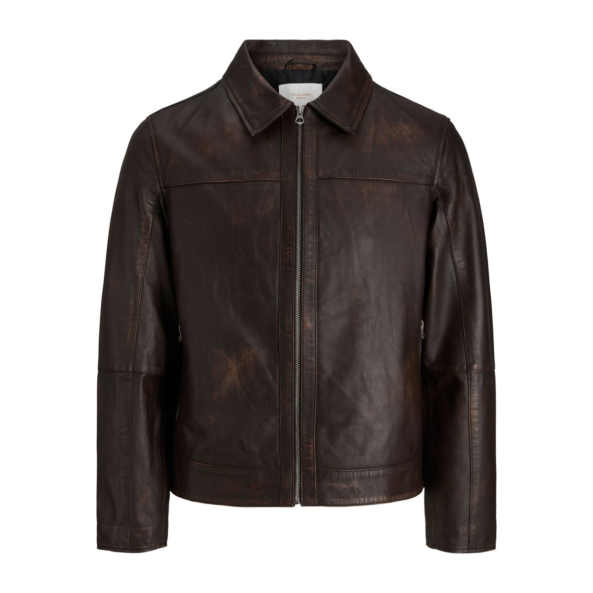 Veste En Cuir chocolate brown, JACK & JONES