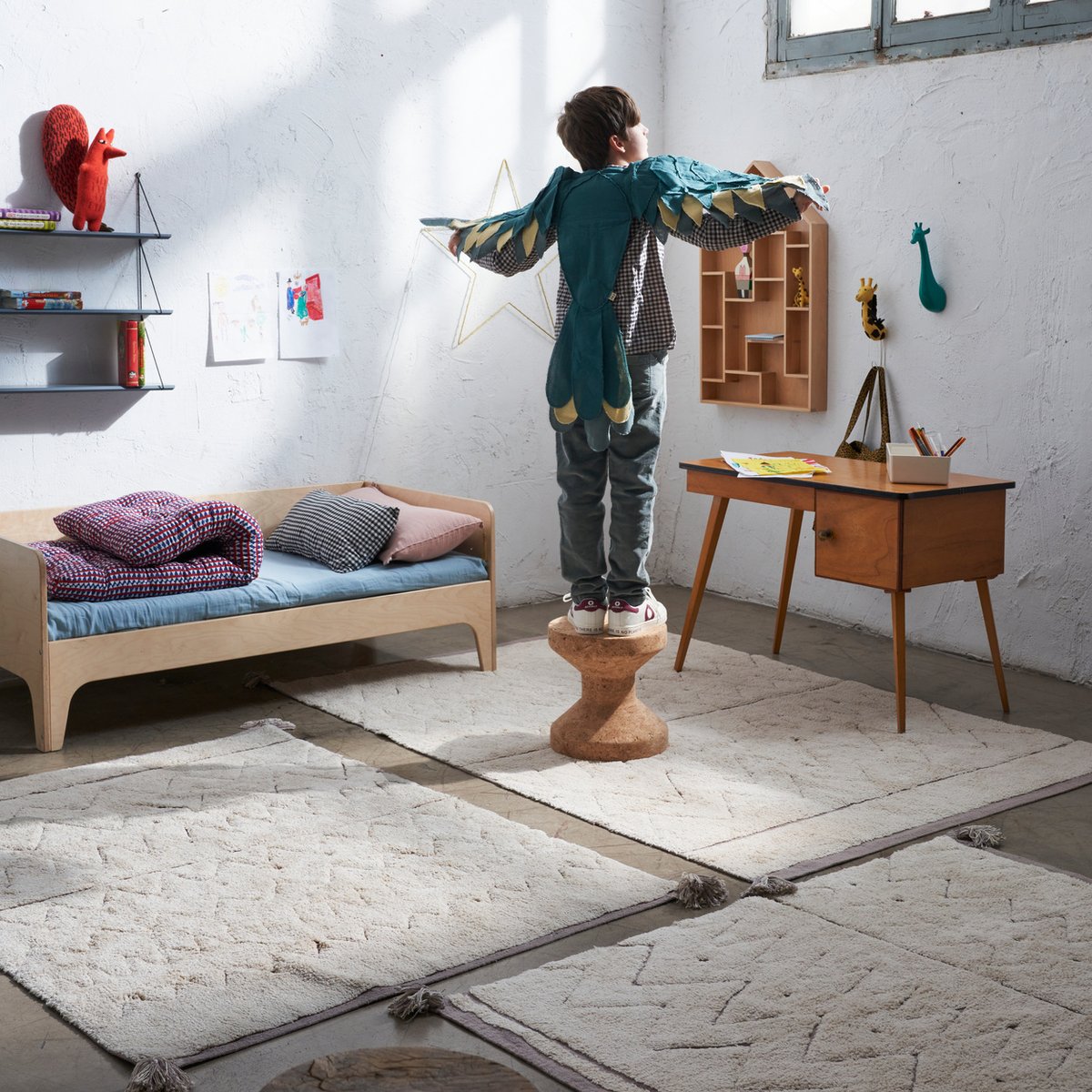 Tapis recyclé rectangulaire en coton azteca  RECYCLÉ naturel, LORENA CANALS