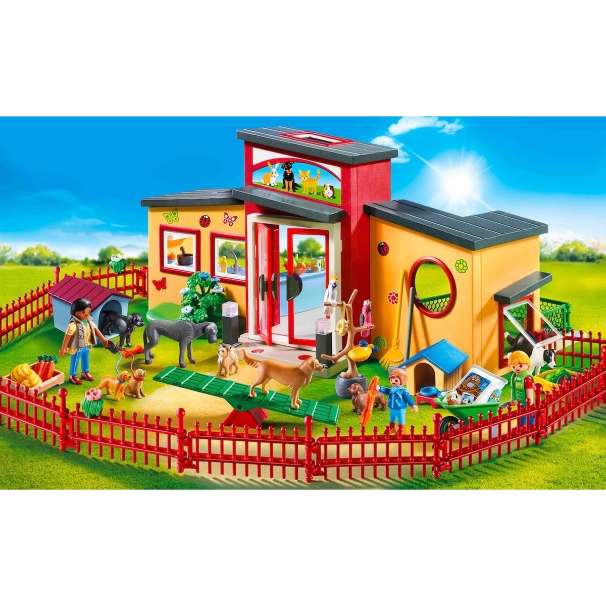 Pension des animaux avec soigneurs et enfant multicolore, PLAYMOBIL