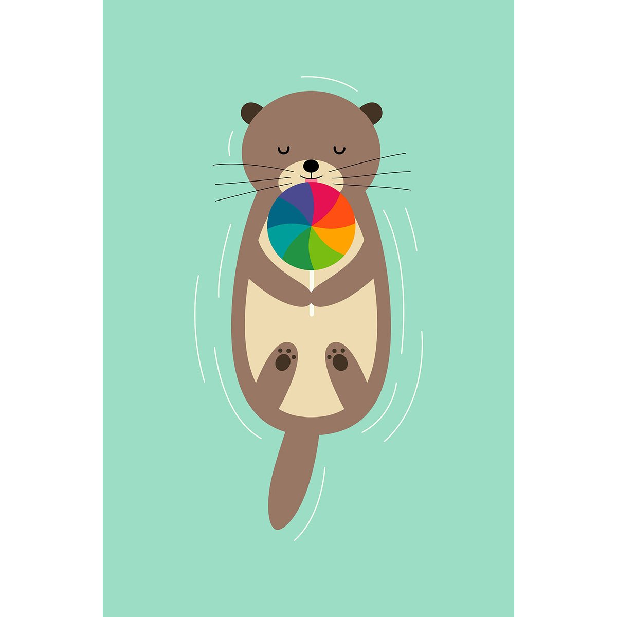 Tableau loutre en baignade toile imprimée, HEXOA