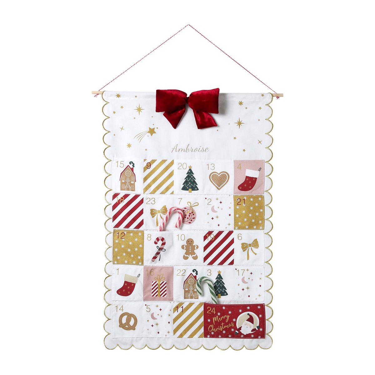 Calendrier de l'avent en tissu FESTON beige doré, VERTBAUDET