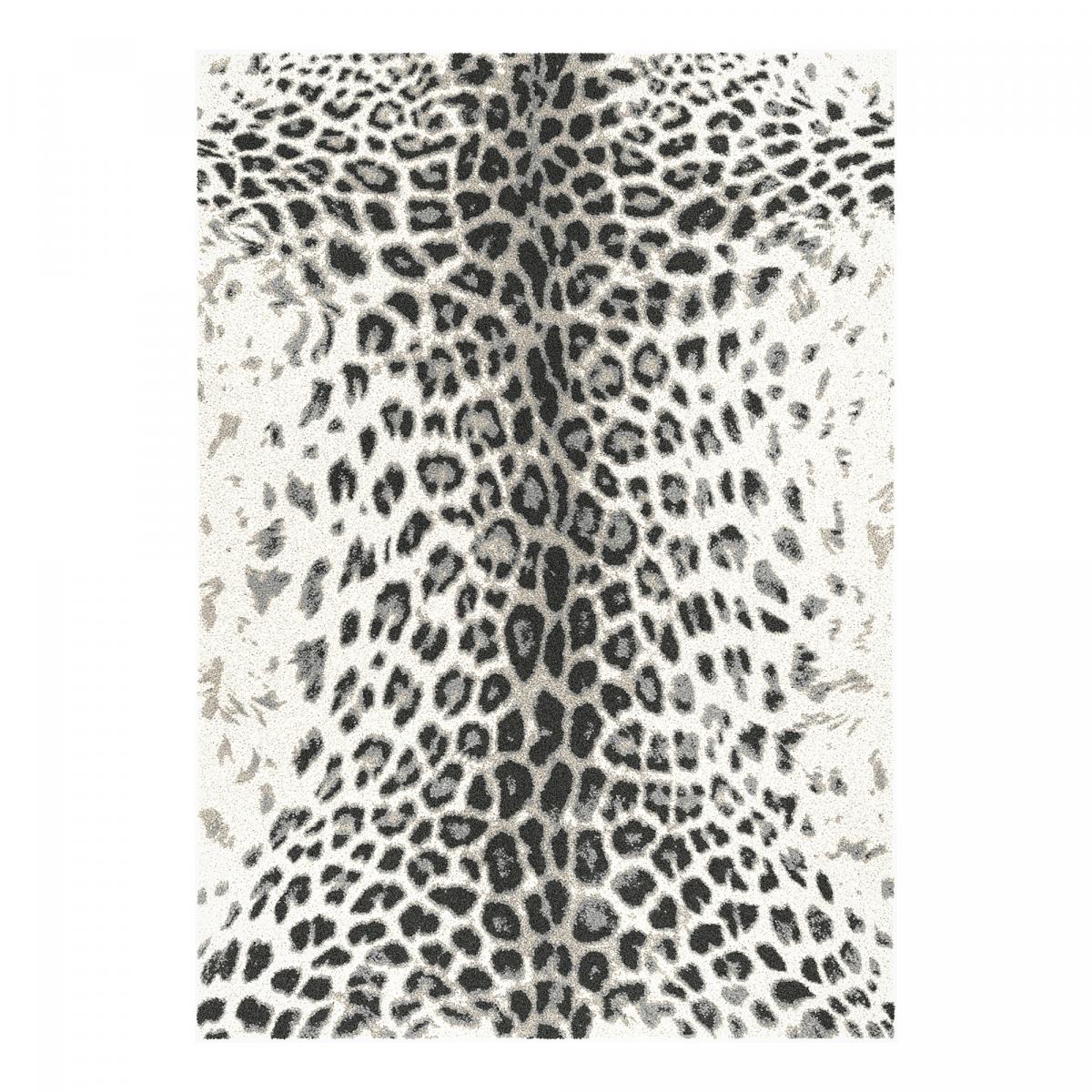 Tapis salon et chambre tissé motif animaux BELLA 5 noir, blanc, UN AMOUR DE TAPIS