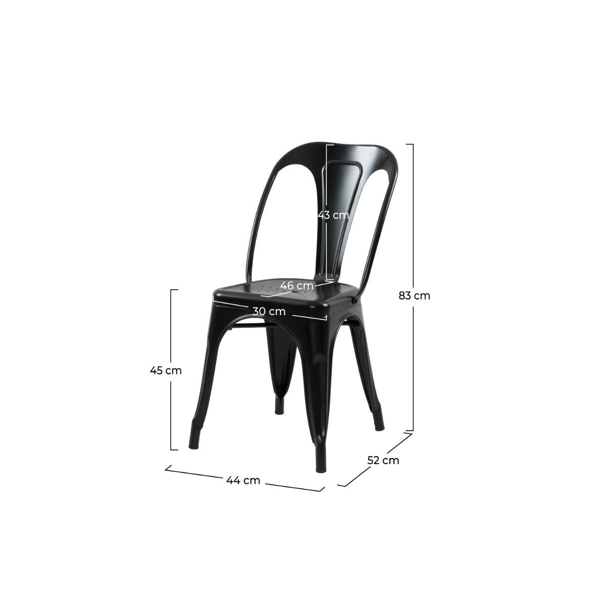 Lot de 2 chaises en métal - INDUS noir mat, MAISON PAVANE